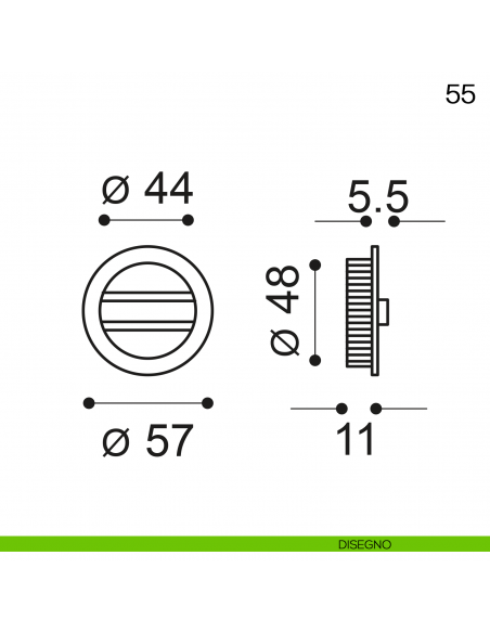 Maniglia incasso tonda con nottolino Manital art.55 disegno