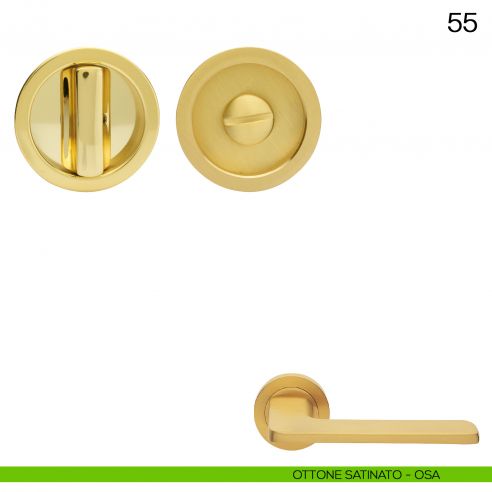 Maniglia incasso tonda con nottolino Manital art.55 ottone satinato