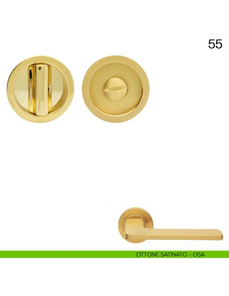 Maniglia incasso tonda con nottolino Manital art.55 ottone satinato