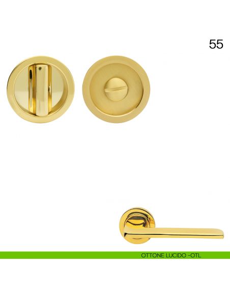 Maniglia incasso tonda con nottolino Manital art.55 ottone lucido