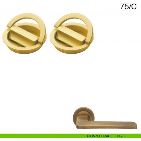 Maniglia incasso tonda con nottolino con anello da ambo le parti Manital art.75/C bronzato
