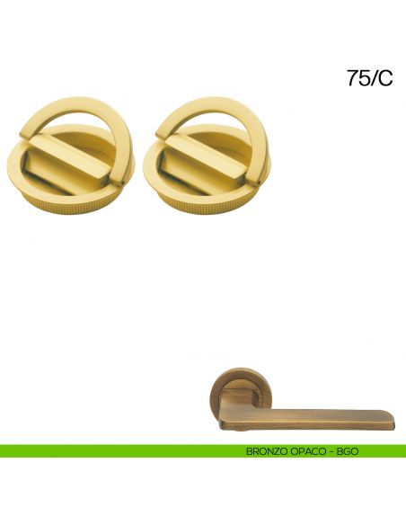 Maniglia incasso tonda con nottolino con anello da ambo le parti Manital art.75/C bronzato