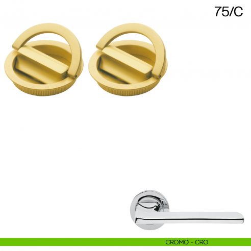Maniglia incasso tonda con nottolino con anello da ambo le parti Manital art.75/C cromato