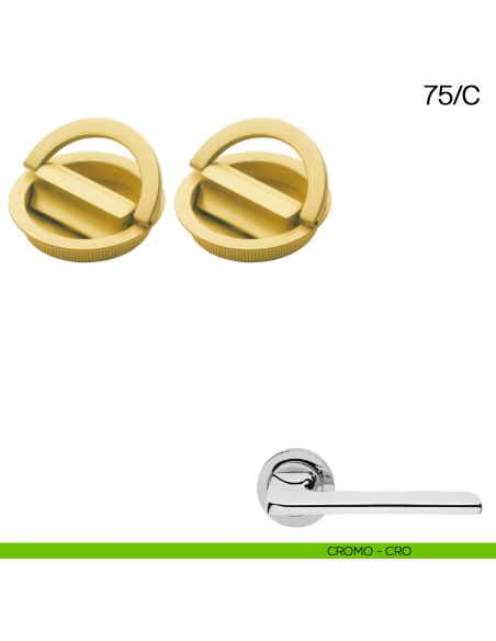 Maniglia incasso tonda con nottolino con anello da ambo le parti Manital art.75/C cromato