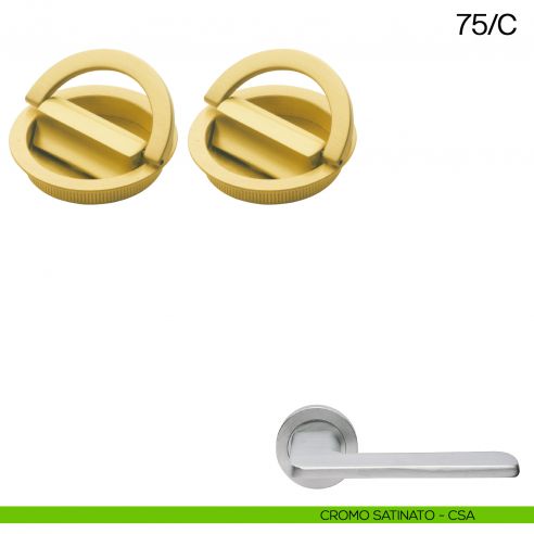 Maniglia incasso tonda con nottolino con anello da ambo le parti Manital art.75/C cromato satinato