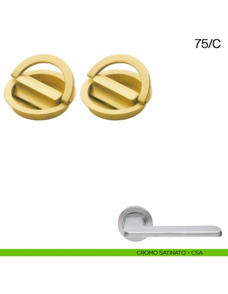 Maniglia incasso tonda con nottolino con anello da ambo le parti Manital art.75/C cromato satinato