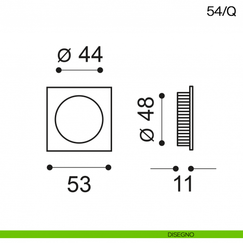 Maniglia incasso quadrata Manital art.54/Q disegno