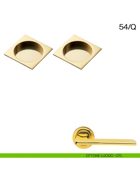 Maniglia incasso quadrata Manital art.54/Q ottone lucido