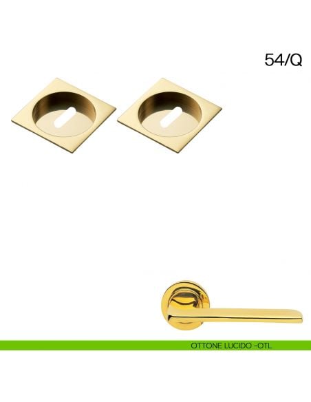 Maniglia incasso quadrata foro chiave Manital art.54/Q ottone lucido