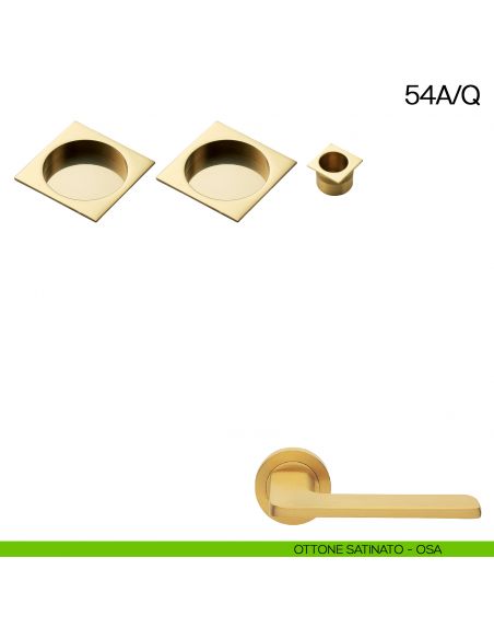 Maniglia incasso quadrata cieca con trascinatore Manital art.54A/Q ottone satinato