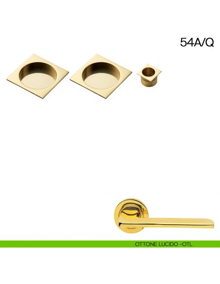 Maniglia incasso quadrata cieca con trascinatore Manital art.54A/Q ottone lucido