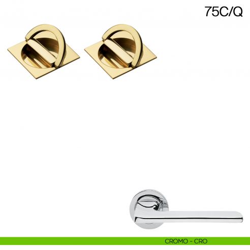 Maniglia incasso quadrata con nottolino con anello da ambo le parti Manital art.75C/Q cromato