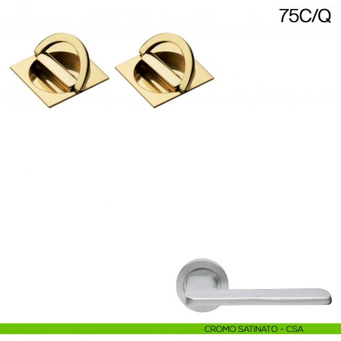Maniglia incasso quadrata con nottolino con anello da ambo le parti Manital art.75C/Q cromato satinato