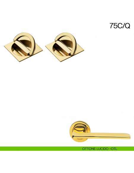 Maniglia incasso quadrata con nottolino con anello da ambo le parti Manital art.75C/Q ottone lucido