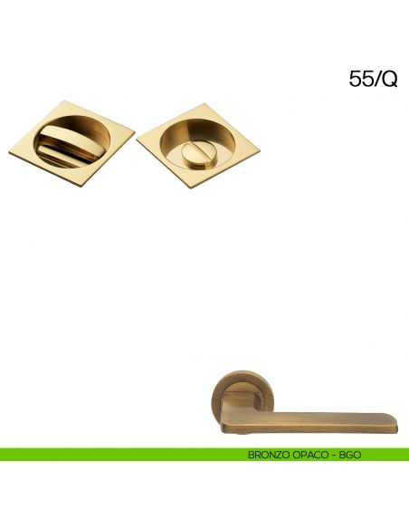 Maniglia incasso quadrata con nottolino Manital art.55/Q bronzato