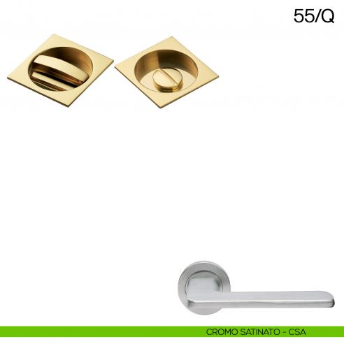 Maniglia incasso quadrata con nottolino Manital art.55/Q cromato satinato