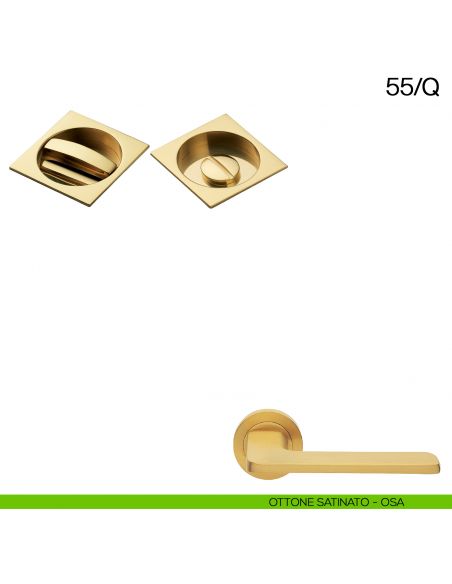 Maniglia incasso quadrata con nottolino Manital art.55/Q ottone satinato