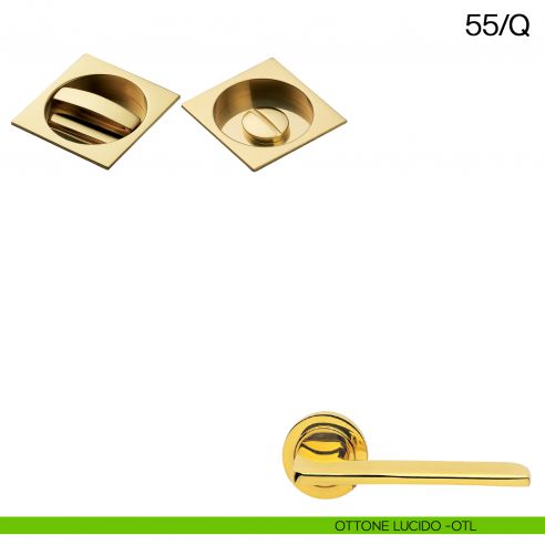Maniglia incasso quadrata con nottolino Manital art.55/Q ottone lucido