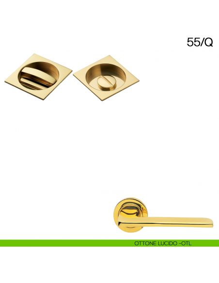 Maniglia incasso quadrata con nottolino Manital art.55/Q ottone lucido