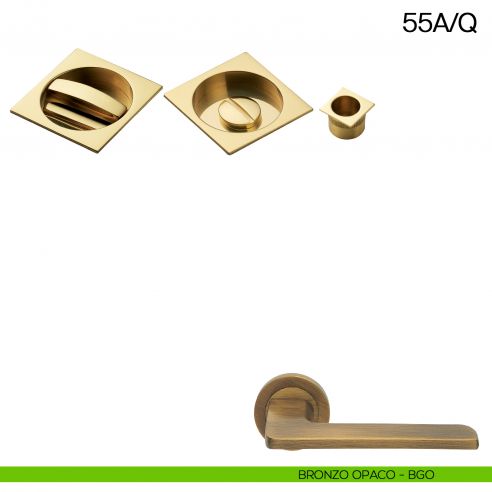 Maniglia incasso quadrata con nottolino e trascinatore Manital art.55A/Q bronzato