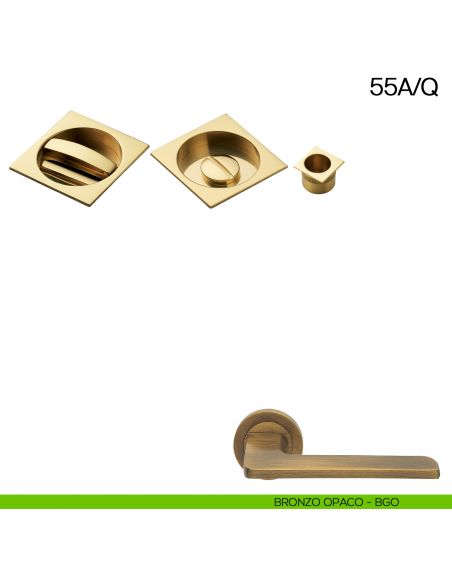 Maniglia incasso quadrata con nottolino e trascinatore Manital art.55A/Q bronzato