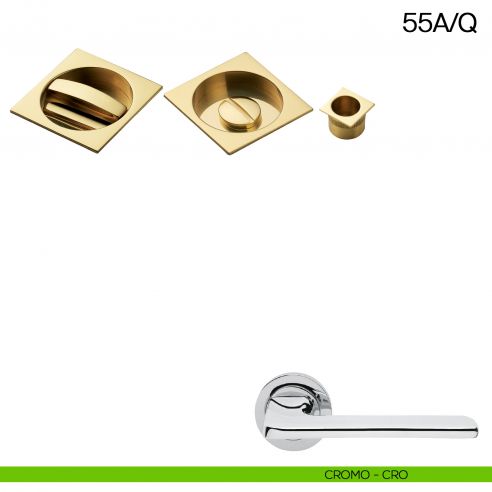 Maniglia incasso quadrata con nottolino e trascinatore Manital art.55A/Q cromato