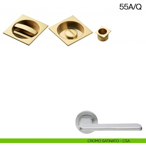 Maniglia incasso quadrata con nottolino e trascinatore Manital art.55A/Q cromato satinato