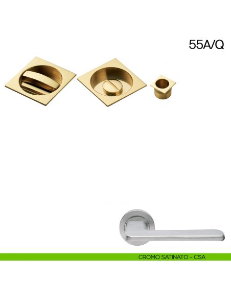 Maniglia incasso quadrata con nottolino e trascinatore Manital art.55A/Q cromato satinato