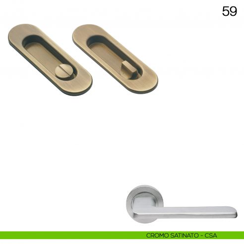 Maniglia incasso ovale con nottolino Manital art.59 cromato satinato