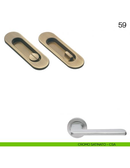 Maniglia incasso ovale con nottolino Manital art.59 cromato satinato