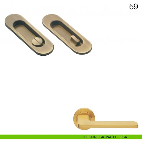 Maniglia incasso ovale con nottolino Manital art.59 ottone satinato