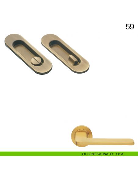 Maniglia incasso ovale con nottolino Manital art.59 ottone satinato