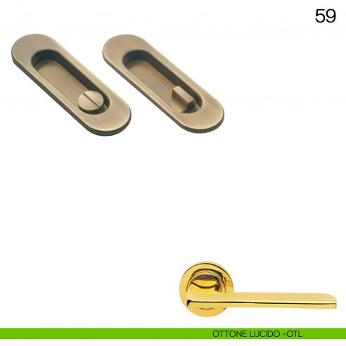 Maniglia incasso ovale con nottolino Manital art.59 ottone lucido