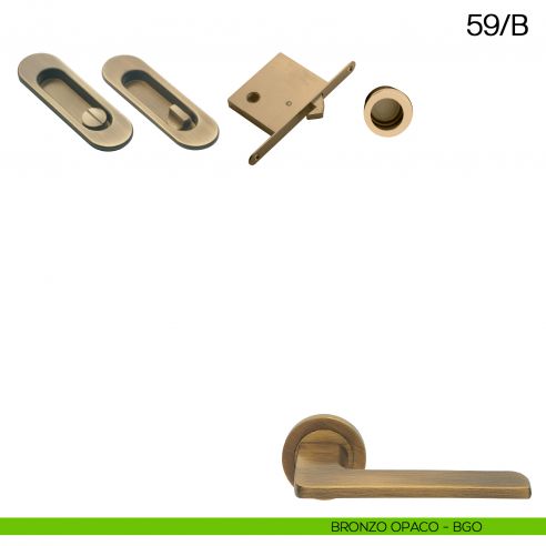 Maniglia incasso ovale con nottolino, trascinatore e serratura Manital art.59/B bronzato