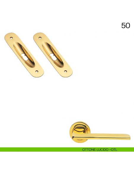 Maniglia incasso ovale foro chiave Manital art.50 ottone lucido