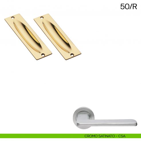 Maniglia incasso rettangolare cieca Manital art.50/R cromato satinato