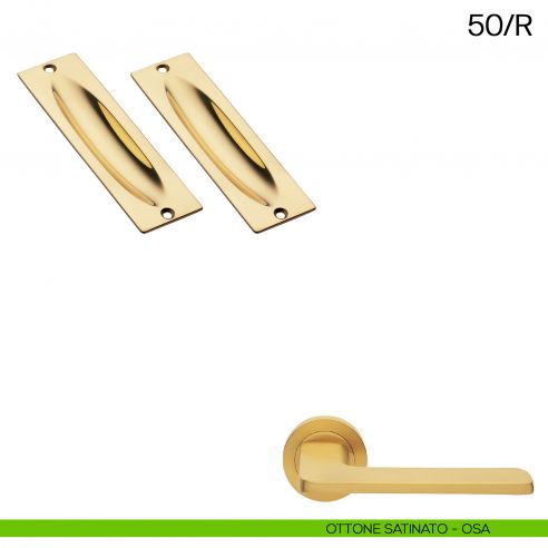 Maniglia incasso rettangolare cieca Manital art.50/R ottone satinato