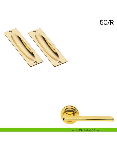 Maniglia incasso rettangolare cieca Manital art.50/R ottone lucido