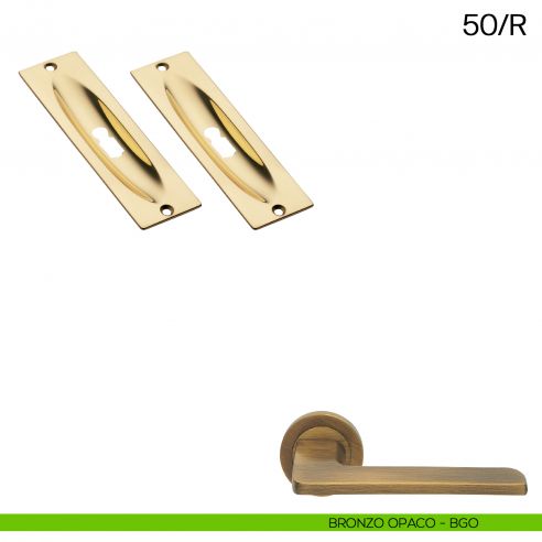 Maniglia incasso rettangolare foro chiave Manital art.50/R bronzato