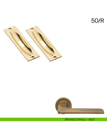 Maniglia incasso rettangolare foro chiave Manital art.50/R bronzato