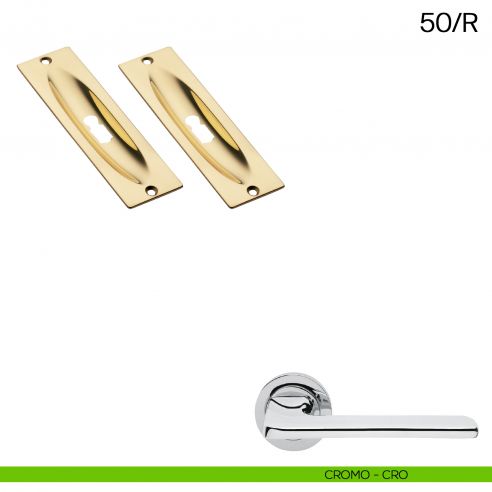 Maniglia incasso rettangolare foro chiave Manital art.50/R cromato