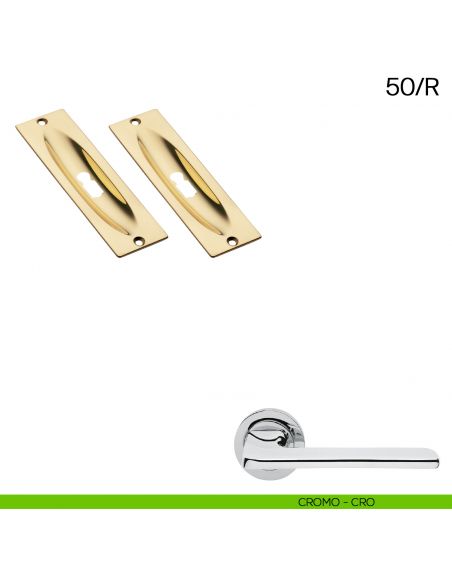 Maniglia incasso rettangolare foro chiave Manital art.50/R cromato