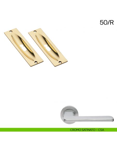Maniglia incasso rettangolare foro chiave Manital art.50/R cromato satinato