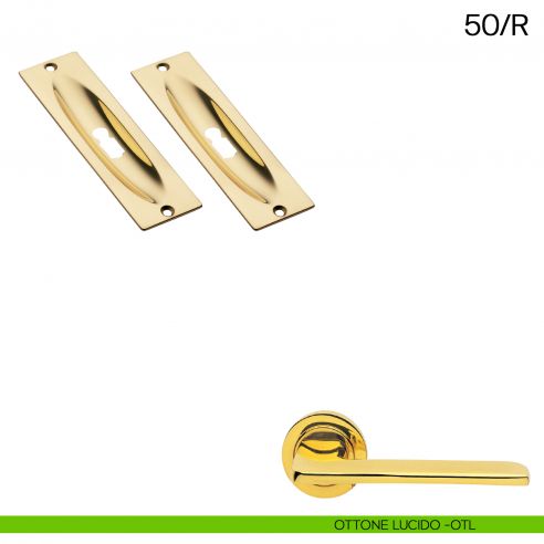 Maniglia incasso rettangolare foro chiave Manital art.50/R ottone lucido