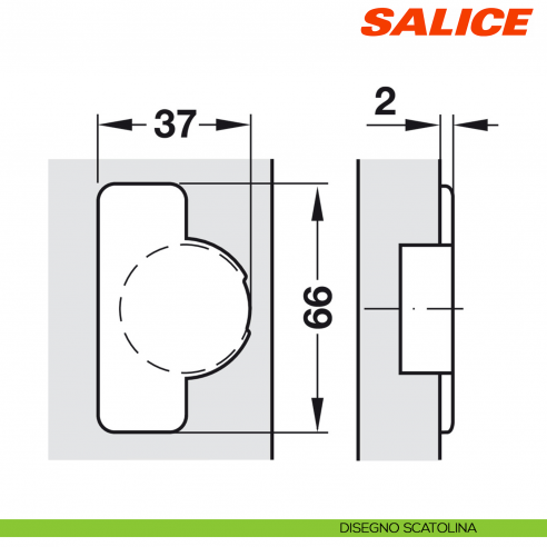 Cerniera Salice C2ABU99 Serie 200 apertura 94 gradi applicazione angolare positiva 24 gradi - disegno scatolina