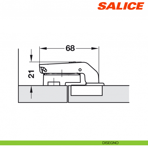 Cerniera Salice C2ABN99 Serie 200 controcollo per piccoli spazi - disegno