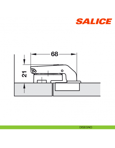 Cerniera Salice C2ABN99 Serie 200 controcollo per piccoli spazi - disegno