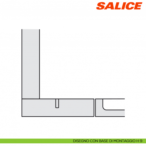 Cerniera Salice C2ABN99 Serie 200 controcollo per piccoli spazi - disegno base di montaggio H 9