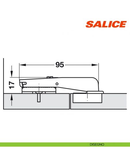 Cerniera Salice C2ABN99AC Serie 200 controcollo - disegno