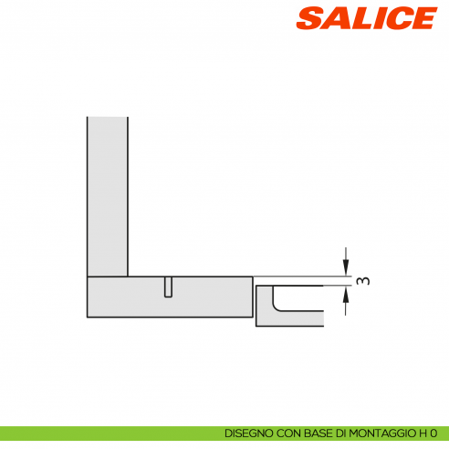 Cerniera Salice C2ABN99AC Serie 200 controcollo - disegno con base di montaggio H 0